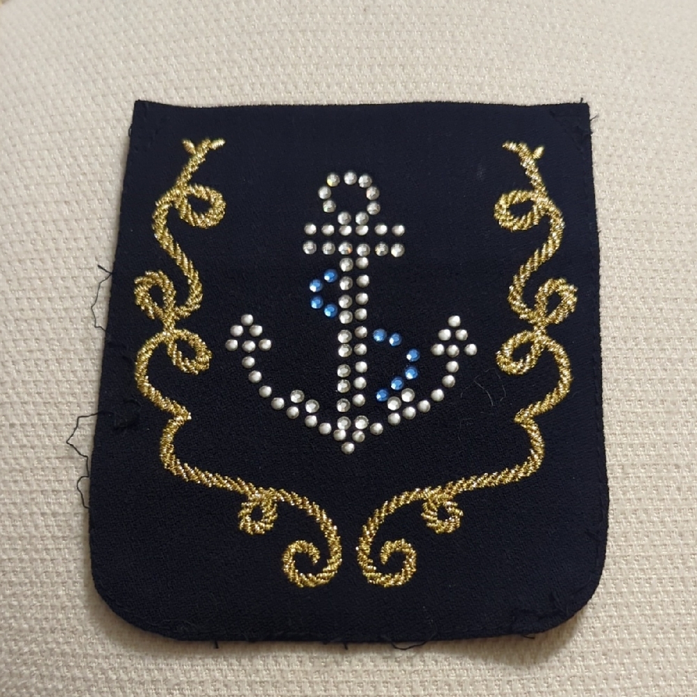 Navy Blue Anchor Embellished Patch
